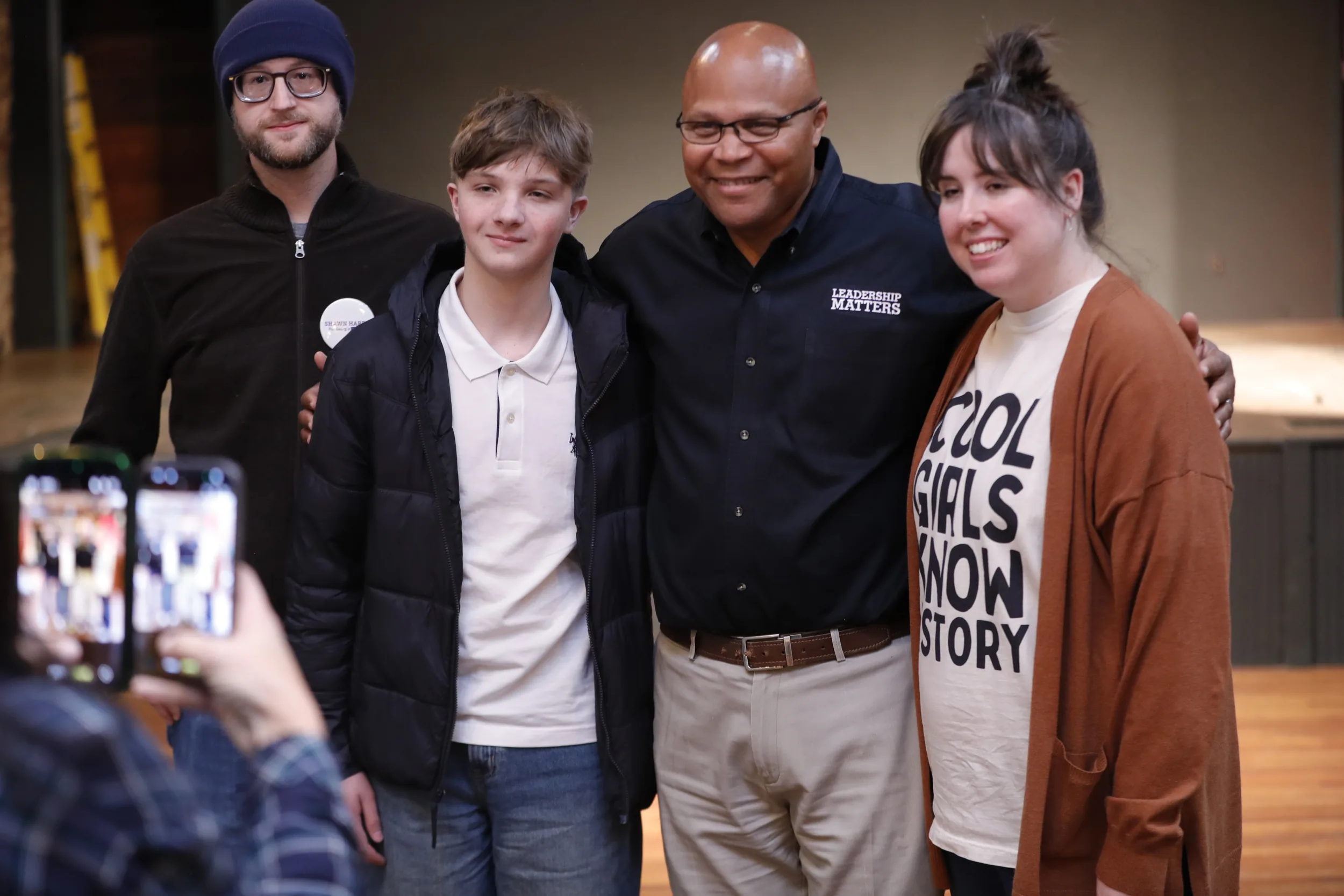 Shawn Harris with young supporters